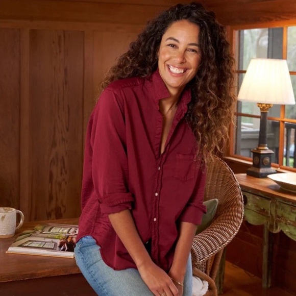 Frank & Eileen - Eileen Relaxed Button-Up Shirt in Garnet, Size small 1332 - Picture 1 of 8